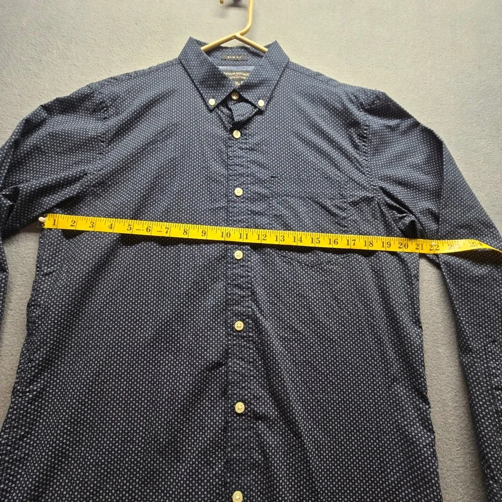 Banana Republic Mens Slim Fit Navy Floral Micro Print Button Down Shirt M FA19
